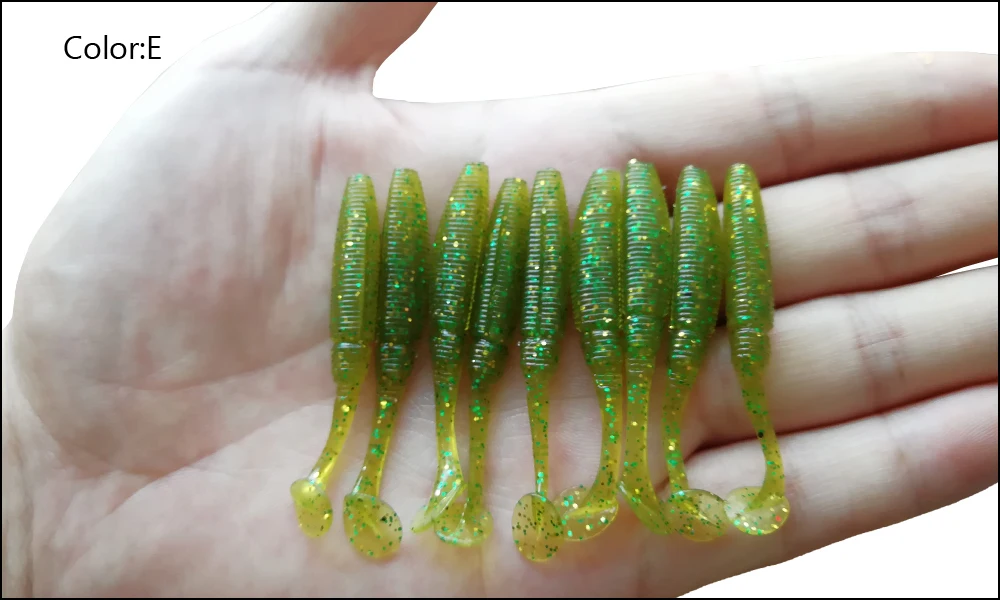 JOHNCOO 12pcs Trout Fishing Lure Soft Bait Shad Worm 50mm 1g Silicone Lures Perch bait Artificial Soft Lures Artificial Wobbles