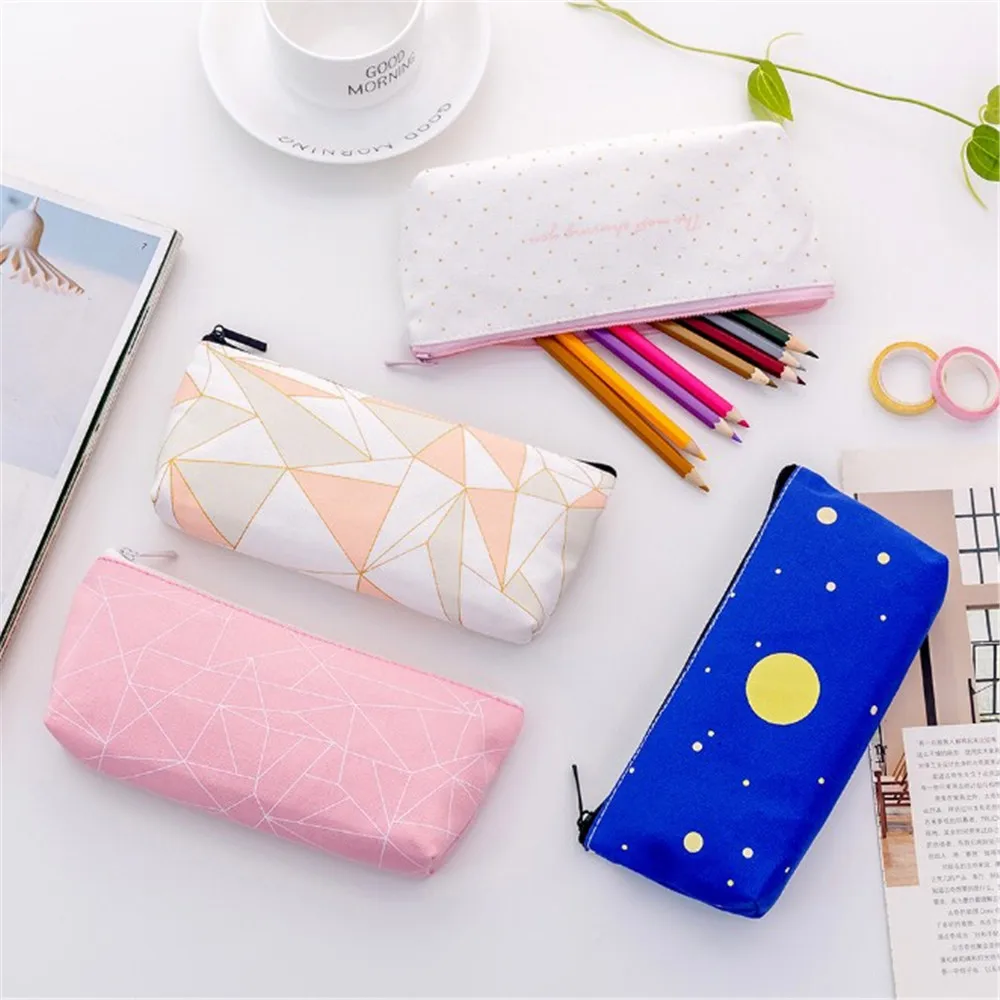 Школьный Карандаш Чехол Kawaii холст звездное небо s для девочек канцелярских