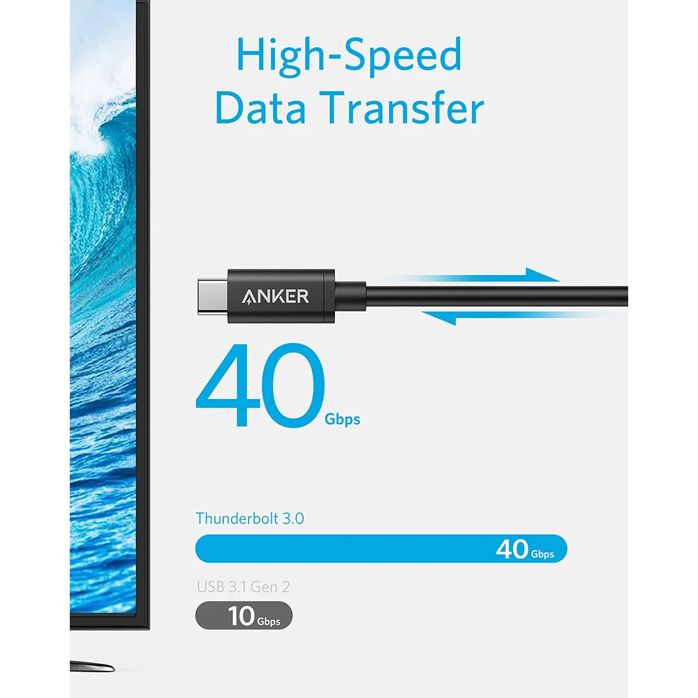 Кабель Anker Thunderbolt 3 0 с USB-C на C 1 6 футов 40 Гбит/с совместим USB Gen 1/2 идеально подходит