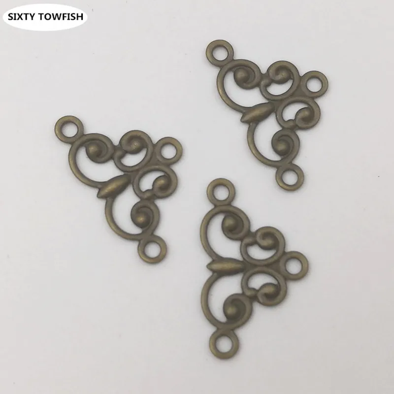 Antique Bronze 100 шт./лот, Размер 18*10 мм, винтажные латунные античные бронзовые/золотые филигранные Цветочные амулеты, установка ювелирных изделий, DIY компоненты B10051 - Цвет: Antique Bronze