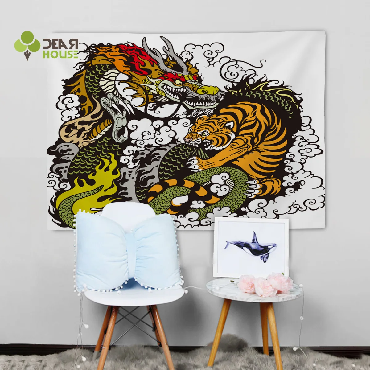 Dearhouse Настенный декор в виде тигра дракона гобелены покрывало постельные