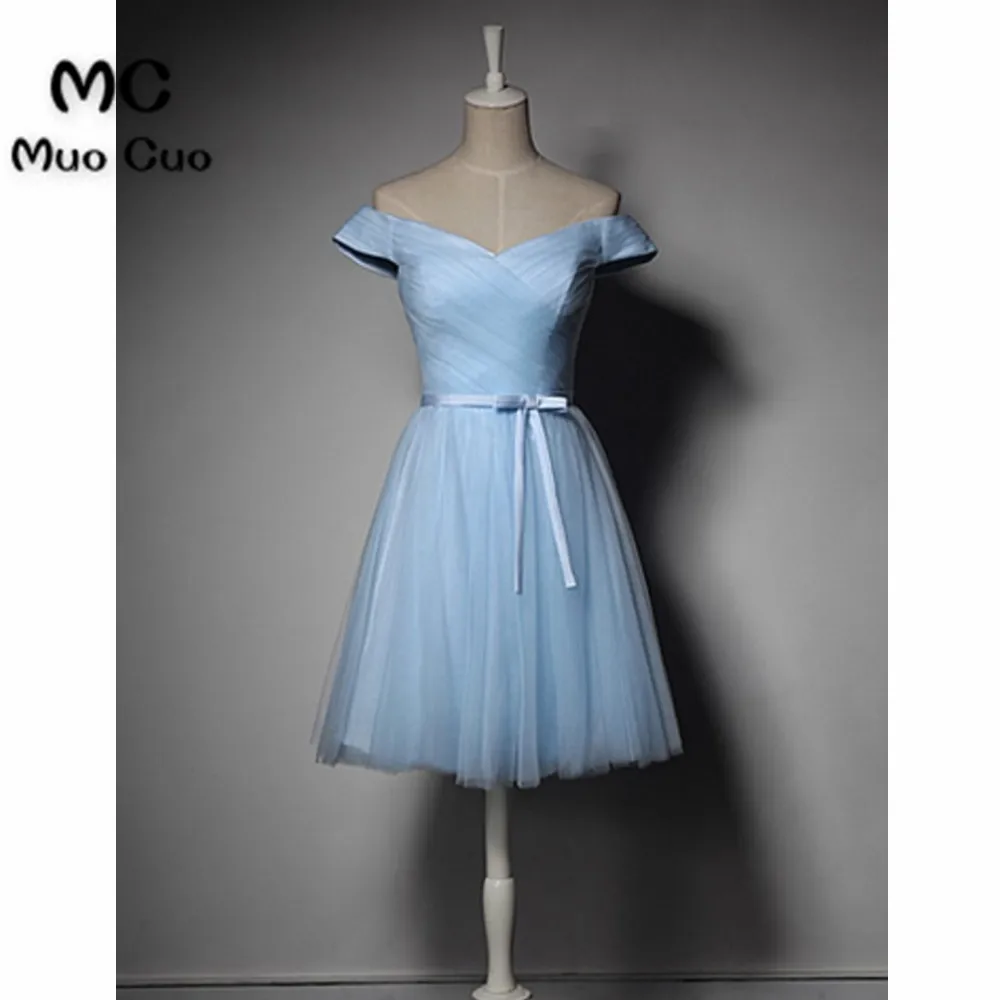 2018 Off Shoulder Junior Bridesmaid Dresses Short Wedding Party Dress Sleeves Pleat Lace Up Back Formal bridesmaid dress | Свадьбы и