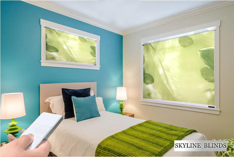 Бесплатная доставка новые современные моторизованные шторы на роликах с узорами