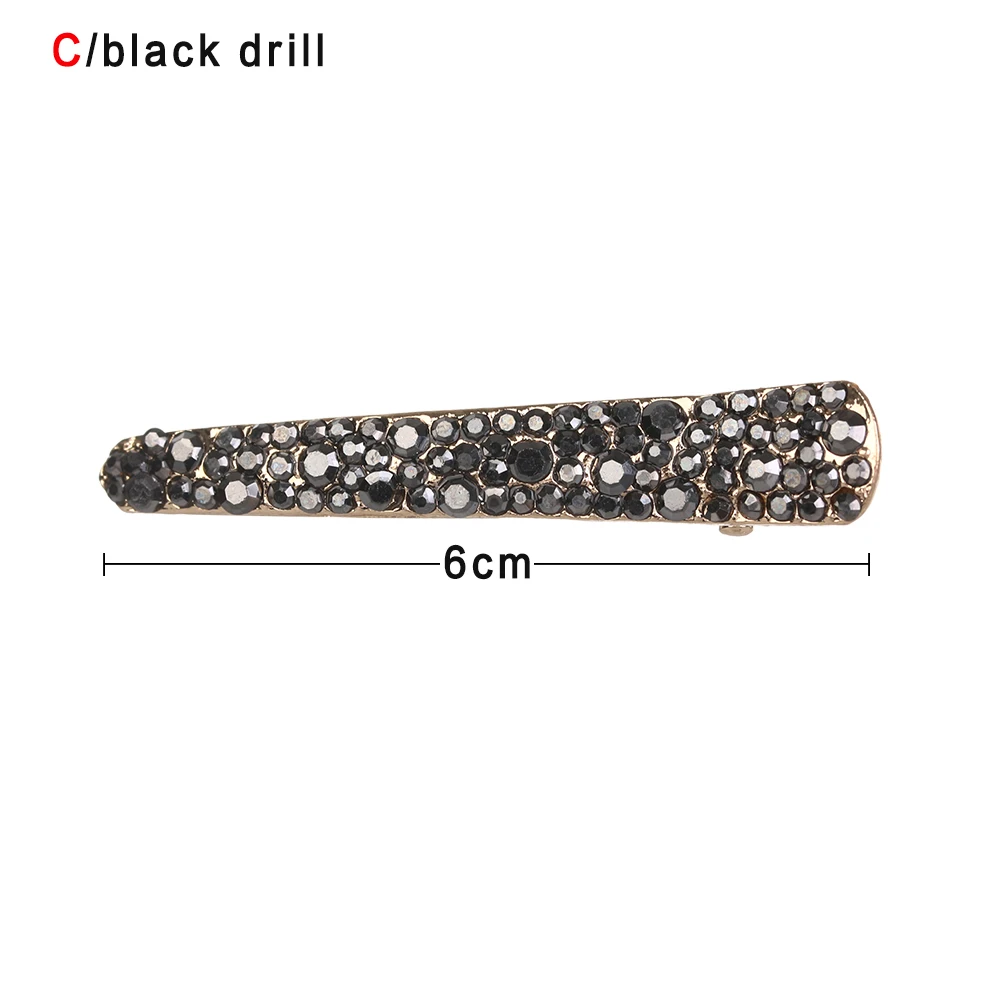 black drill Новинка! 1 шт. Bling кристалл шпильки заколка для волос головные уборы для женщин девочек булавки со стразами заколка ювелирные изделия для волос - Окраска металла: black drill