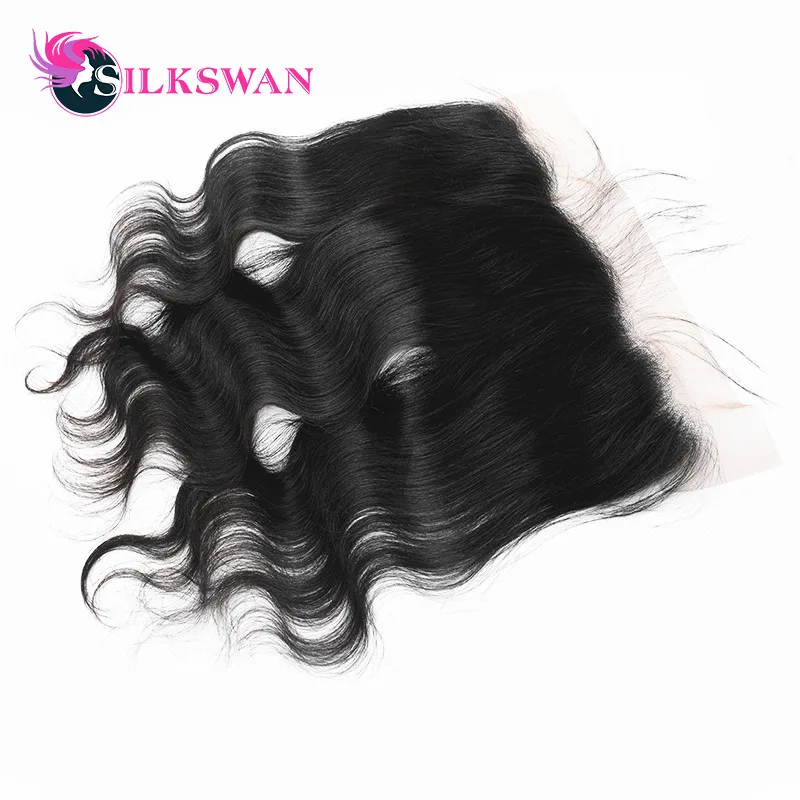Silkswan волосы бразильские 13*4 Кружева Фронтальная объемная волна Remy человеческие волосы ухо до уха закрытие предварительно выщипанные волосы с детскими волосами