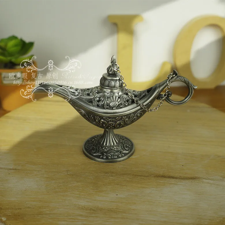 

Wholesale 2-10pcs Decorate Silver Russian Aladdin's lamp Colored Tea Pot Genie Lamp flower flagon tools wedding Decoration Brass