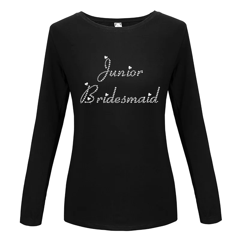 Черный Спецодежда Элегантный Стразы Футболка с принтом одноцветное средства