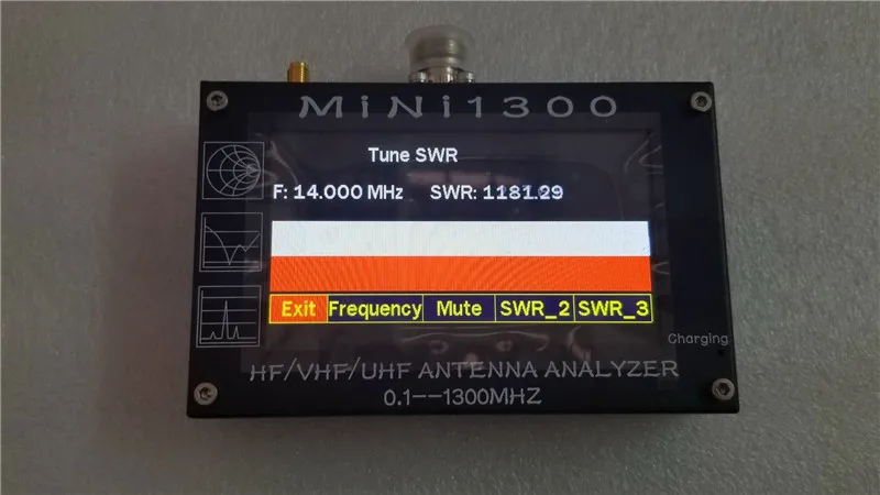UV+ HF Mini1300 4," сенсорный lcd 0,1-1300 MHz 13.GHz HF/VHF/UHF ANT КСВ Антенный Анализатор метр+ аккумуляторная батарея