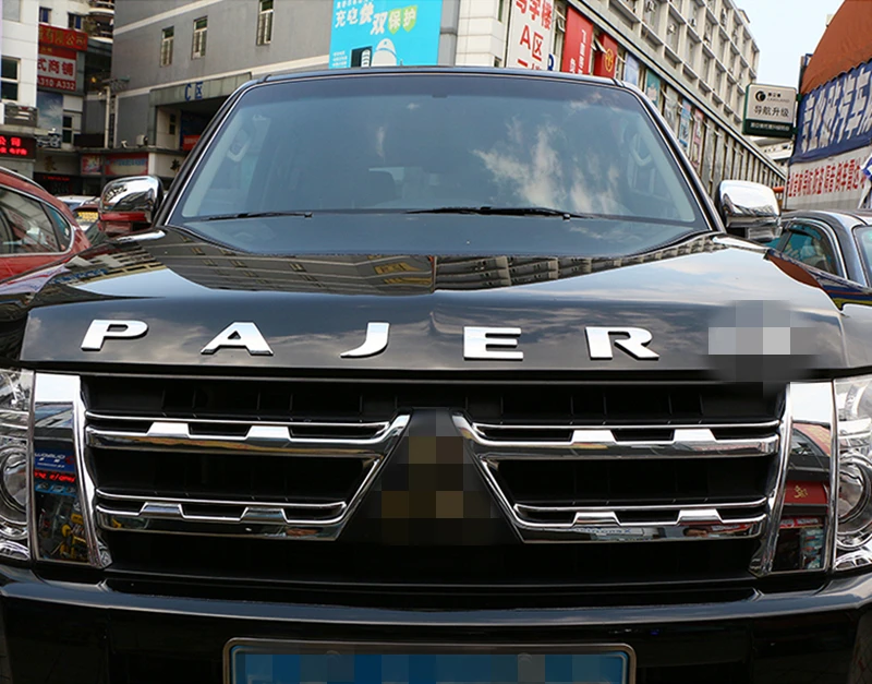 Для Mitsubishi Pajero автомобильные аксессуары буквы капот эмблема серебро хромирование логотип 3D наклейка нержавеющая сталь металл