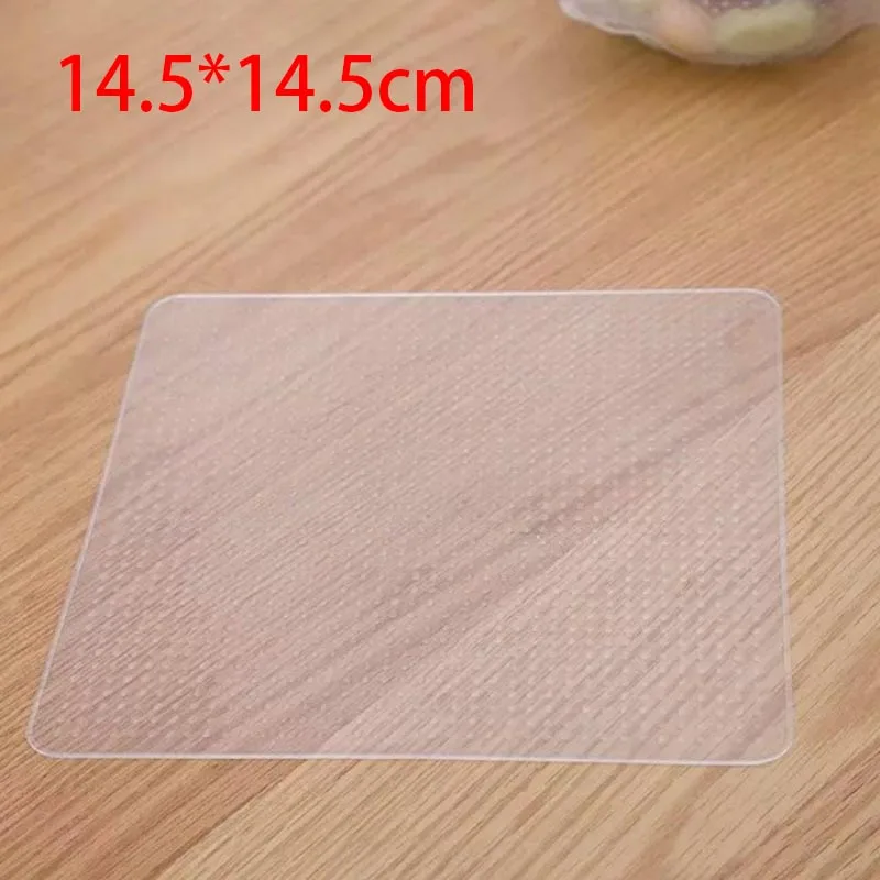 1 pcs 15x15 CM 1/3/4 шт. Прозрачная силиконовая прилипающая пленка Многофункциональный Еда свежие Обёрточная бумага Еда Обёрточная бумага s уплотнение Вакуумная крышка стрейч SML - Цвет: 1 pcs 15x15 CM