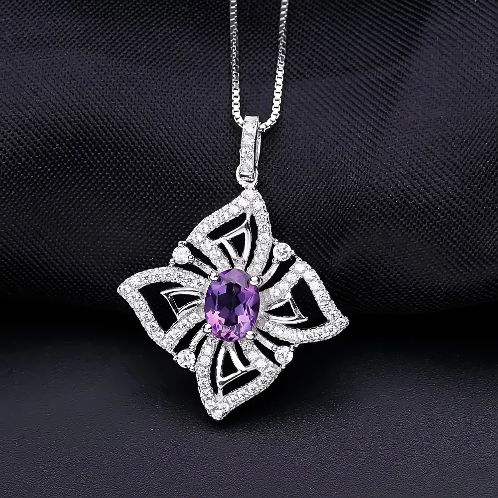 Женский кулон бабочка GEM'S BALLET 1.30Ct Овальный натуральный аметист ювелирное