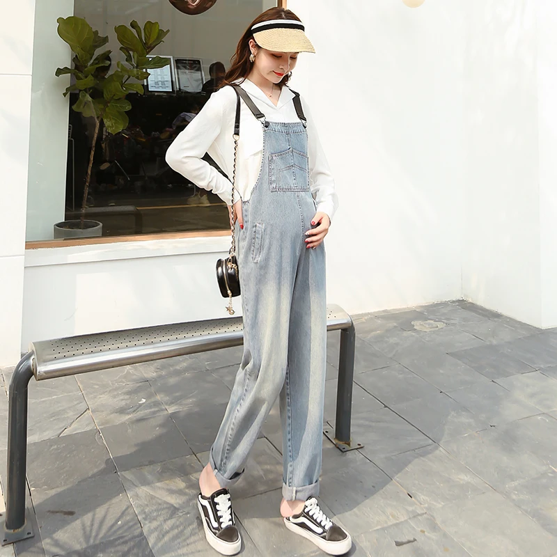Light Blue 1860# Летний Тонкий джинсовый комбинезон для беременных, джинсовый костюм на четыре сезона, Комбинезоны для беременных женщин, модные комбинезоны для беременных - Цвет: Light Blue