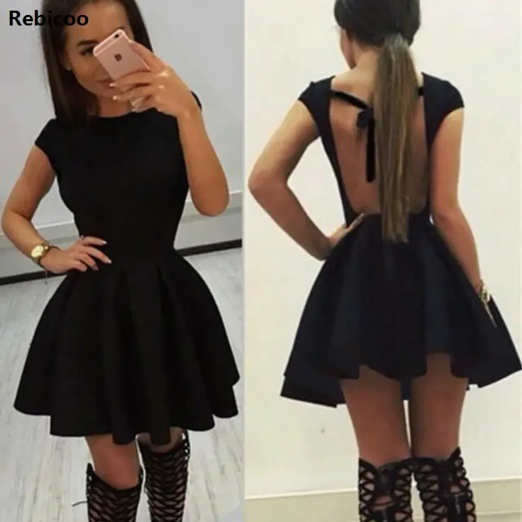 Новое летнее платье женское сексуальное на шнуровке с открытой спиной Короткое