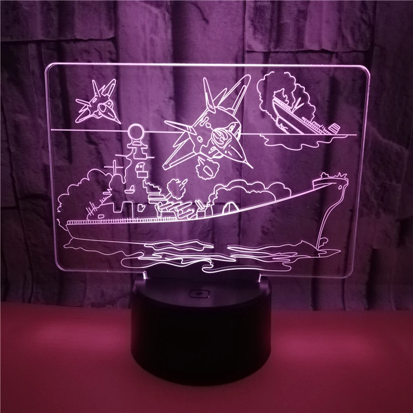 Новинка Лодка 3D ночной Светильник акриловый светодиодный USB настольная лампа 7