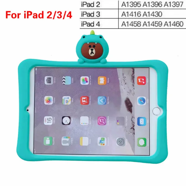 For iPad 234 Милая розовая свинка изображением героев мультфильма "Маша и Медведь чехол для IPad 9,7 Pro 9,7 11 Air 2 iPad 2/3/4, 5, 6, мини-платье, на возраст 1, 2, 3, 4, мягкая силиконовая подставка чехол funda - Цвет: For iPad 234