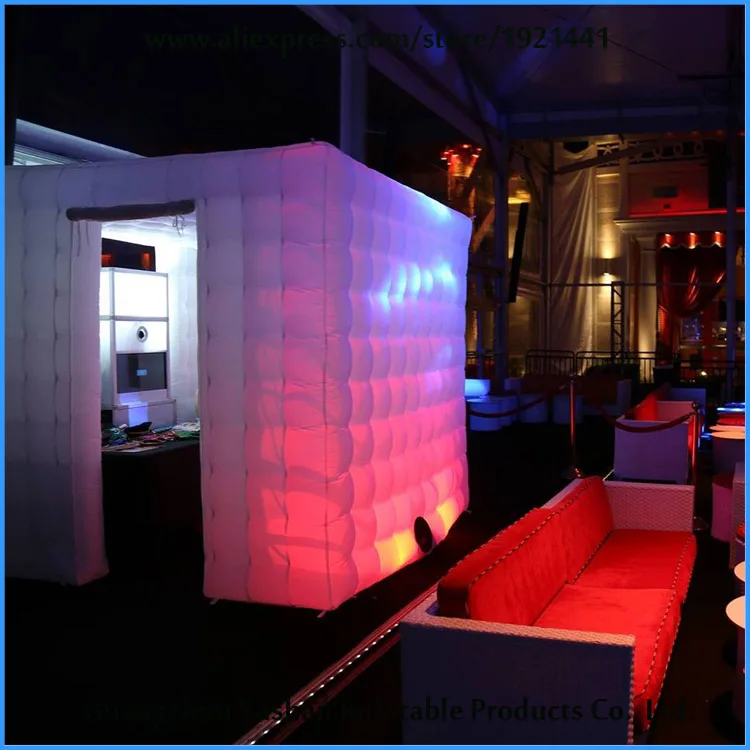 Goede Print Uw Logo 7.8ft Cube LED Strip Opblaasbare Spray Photo Booth Kiosk