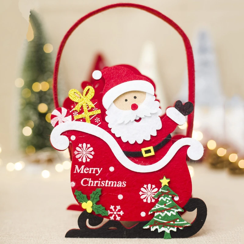 Santa Claus Рождественская фетровая многоразовая Подарочная сумка для конфет, Рождественское украшение для дома, Новогодняя упаковка, украшения для рождественской вечеринки, детский подарок для девочки - Цвет: Santa Claus