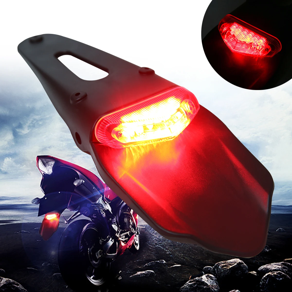 

Для Honda Для Kawasaki 1 шт. 12В 0,3 Вт мотоциклетный задний крыло светодиодный стоп-сигнал красный задний фонарь Водонепроницаемая электронная доск...