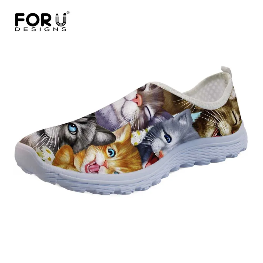 FORUDESIGNS/модные женские туфли на плоской подошве; сезон осень-лето; женские кроссовки с объемным рисунком милых животных, кошек, собак, пазлов; Дамский светильник; Лоферы без шнуровки