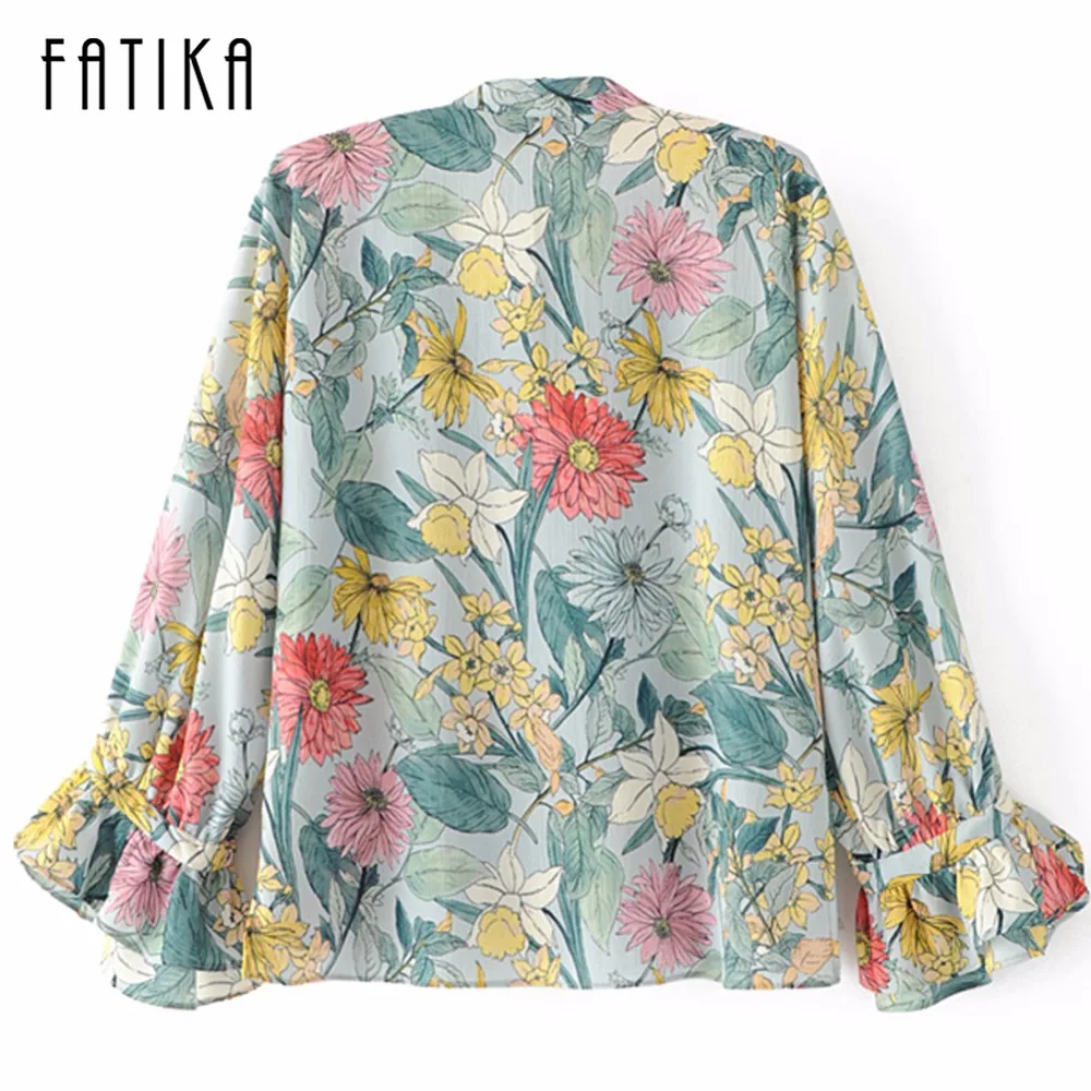 Fatika 2017 Для женщин Топы корректирующие и Блузки для малышек Новый печати шифон