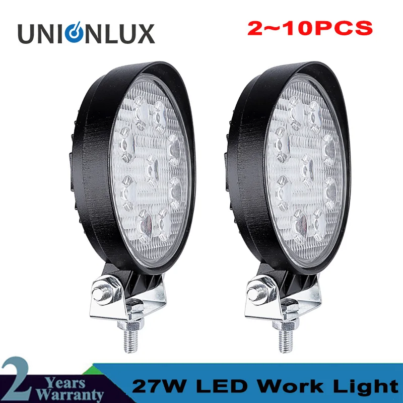 

2-10pcs 4inch 27w led work light 12v offroad 4x4 car trucks flood spot beam 24v 27w led working lights auto fog driving lamp
