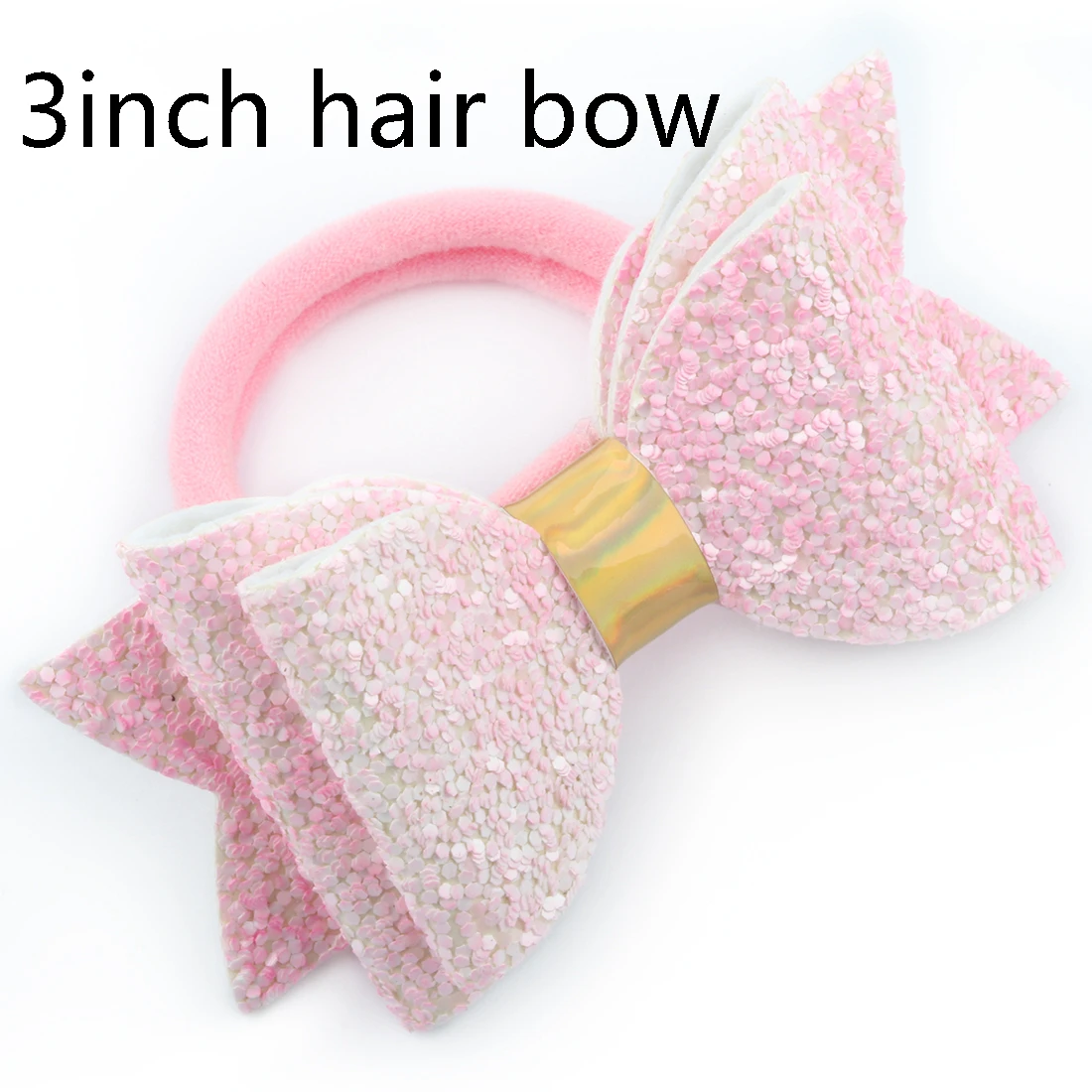 three layers-8 1 PC Child Hair Bow Tie Elastic Hair Band Glitter Hairbow Rope Rainbow Sequin Sparkly 3 Inch Bows Mermaid Girls Sweet Headwear - Цвет: three layers-8