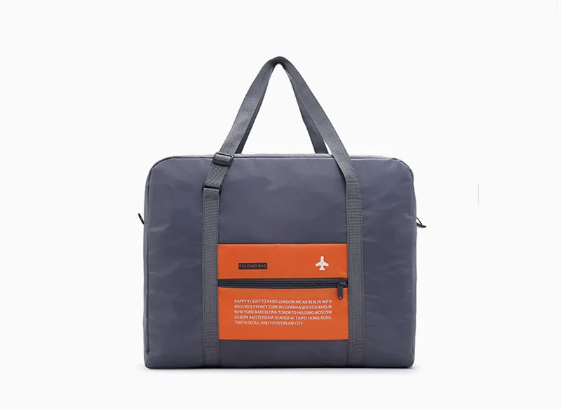 Orange Fashion Portable Travel Luggage Pouch Waterproof Clothes Shoes Packing Organizers Case Suitcase Nylon Folding Bag Double Zipper - Цвет: Orange