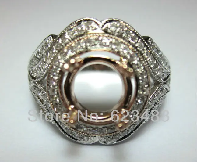

8.0MM Round cut SOLID 14kt Rose gold Natural .s SEMI MOUNT RING