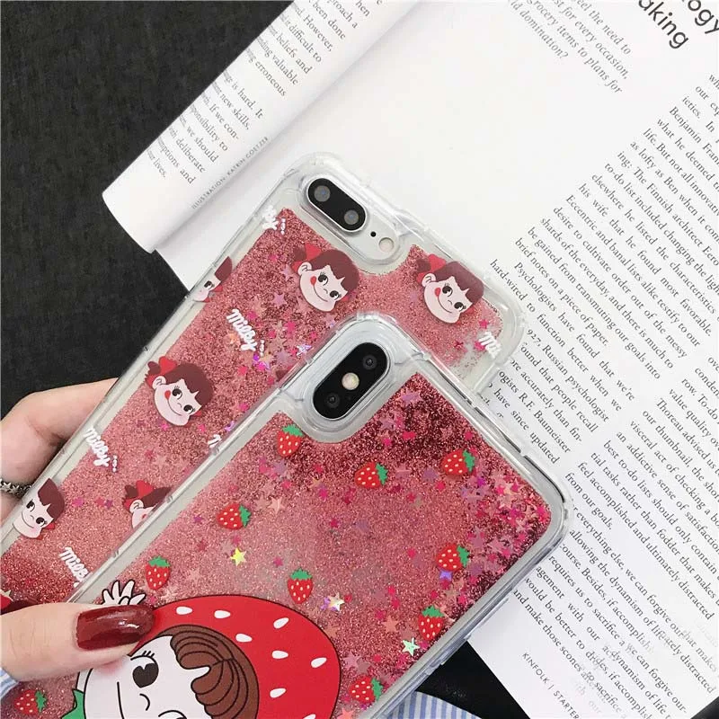JIBAN Korea Cute Cartoon Phone Case for IPhone 8Plus Fashion Liquid Quicksand Soft Back Cover Iphone XS MAX/XR 6 6s 6plus 7 |