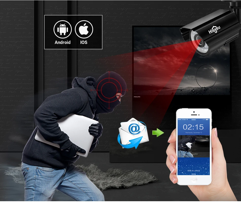 Hiseeu система видеонаблюдения 4CH 720 P/1080 P AHD камера безопасности DVR комплект CCTV Водонепроницаемая наружная домашняя система видеонаблюдения HDD