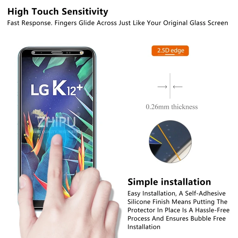 Закаленное стекло для LG K12 Plus Защитное экрана 2.5D 9 H закаленное премиум класса + 5 7