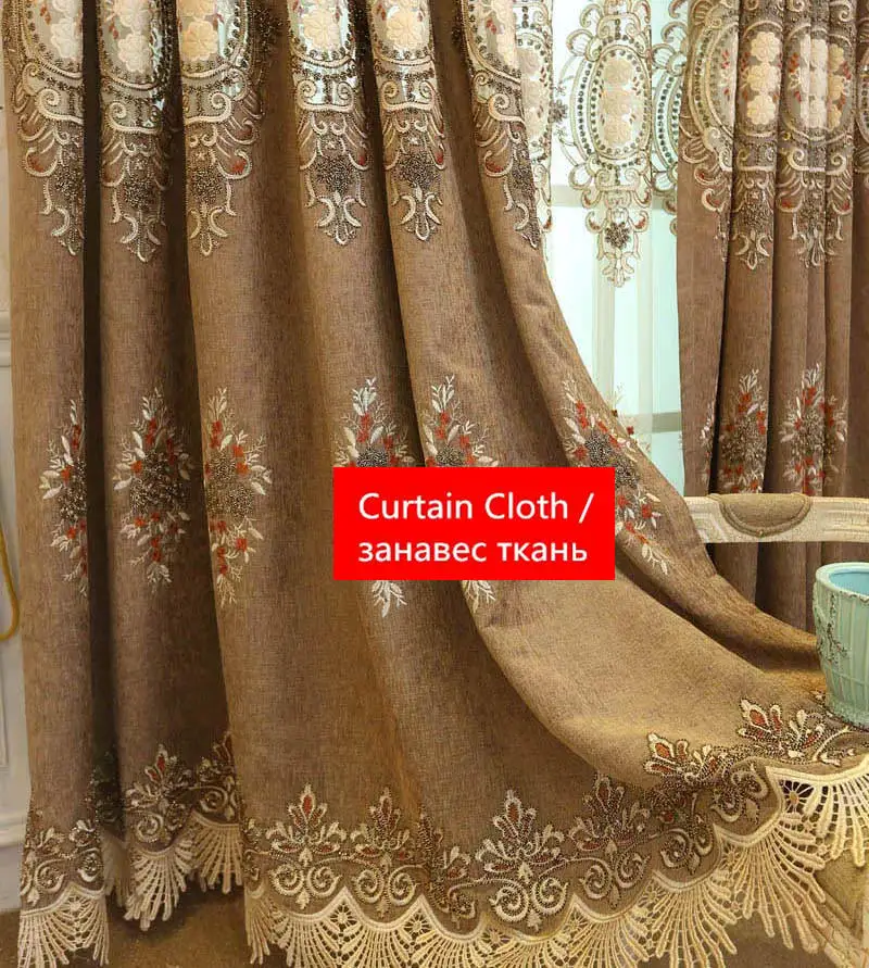 Color 1 Cloth Роскошные кофейные шторы для спальни, гостиной, европейские шенилловые плотные затемненные шторы с вышивкой P319D3 - Цвет: Color 1 Cloth