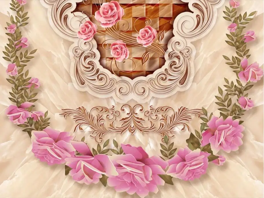 Пользовательские 3D полы фрески фото пол обои для гостиной спальни Роза узор