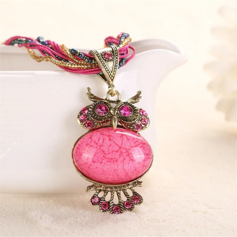 Olaru Vintage Bohemia Owl Pendant Neecklace Ethnic Woman Beads Collar Statement Necklaces New Fashion Jewelry Accessories HOT | Украшения и