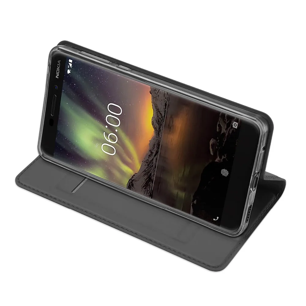 Стеклянная пленка в подарок) DUX DUCIS Роскошный кожаный чехол для Nokia 6 1 с откидной