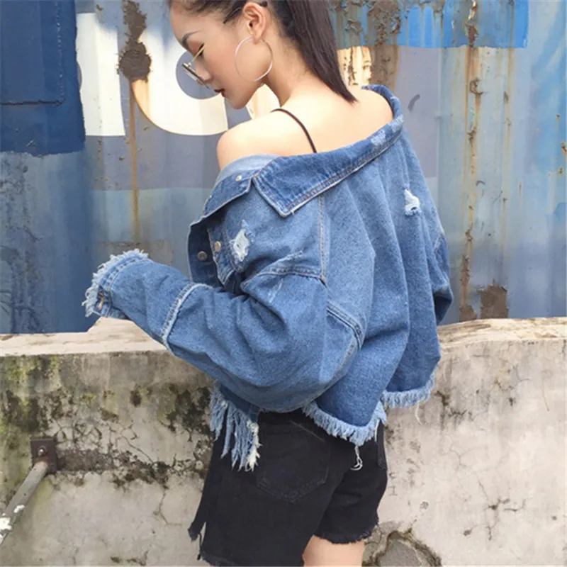 Rugod 2018 Джинсовая крутка женская Рванный стиль Новинка Весна Осень|denim jacket women|fashion