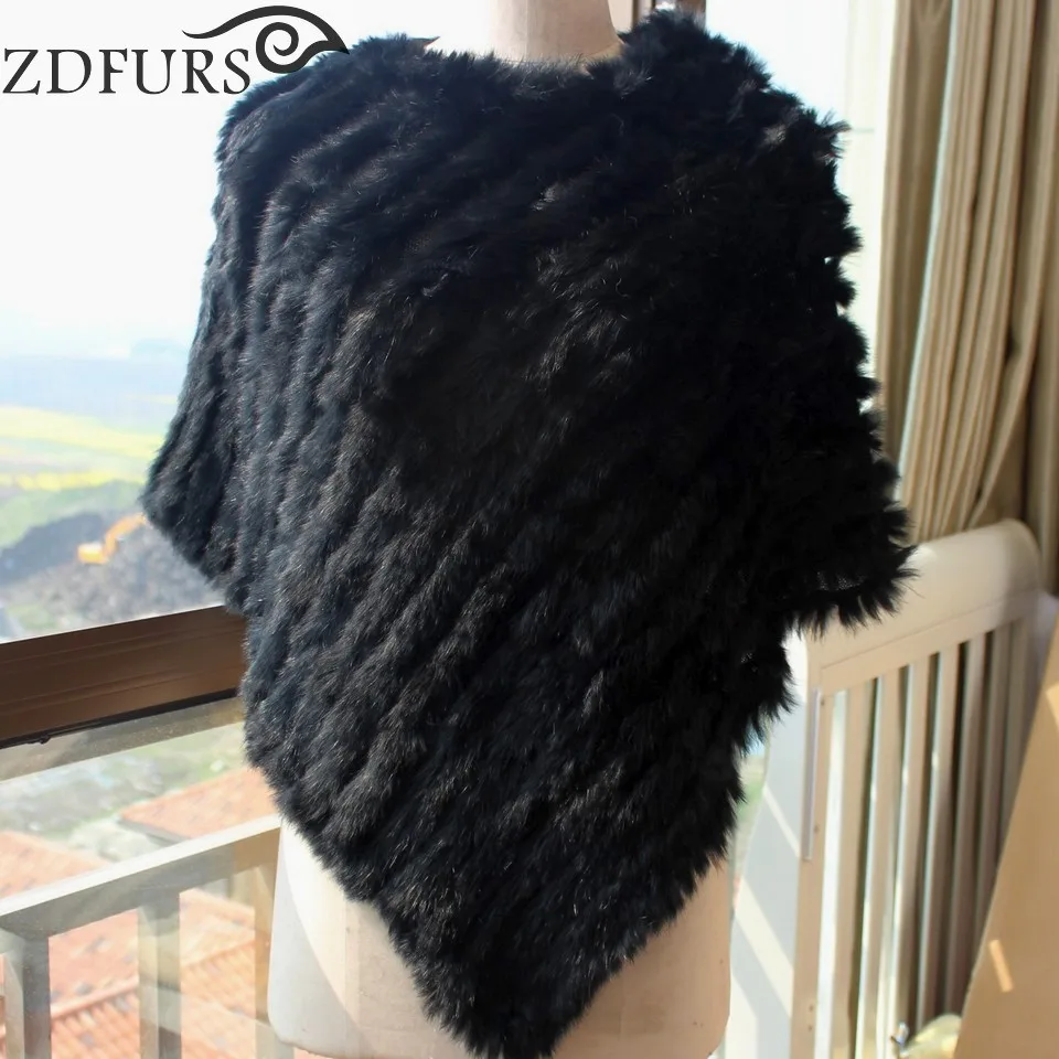 2018 модное меховое пончо вязаная кроличья меховая маленькая накидка Прямая
