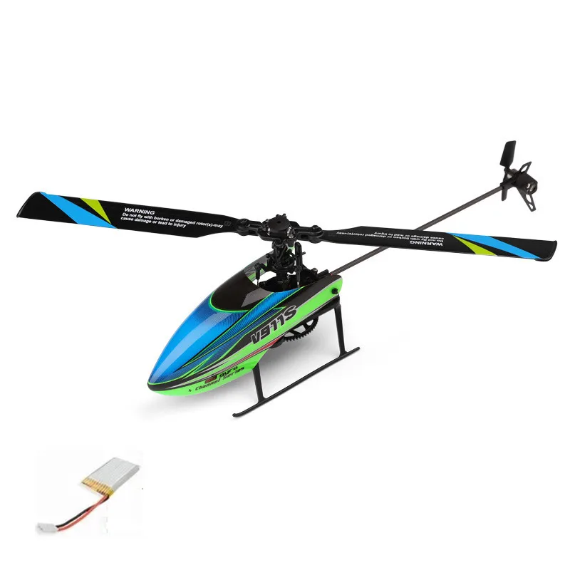 With 1 battery Электрический радиоуправляемый вертолет V977 Upgrade 2,4G 4CH 6G 6-Aixs Gyro Flybarless пульт дистанционного управления вертолет RTF с ЖК-пультом дистанционного управления - Цвет: With 1 battery