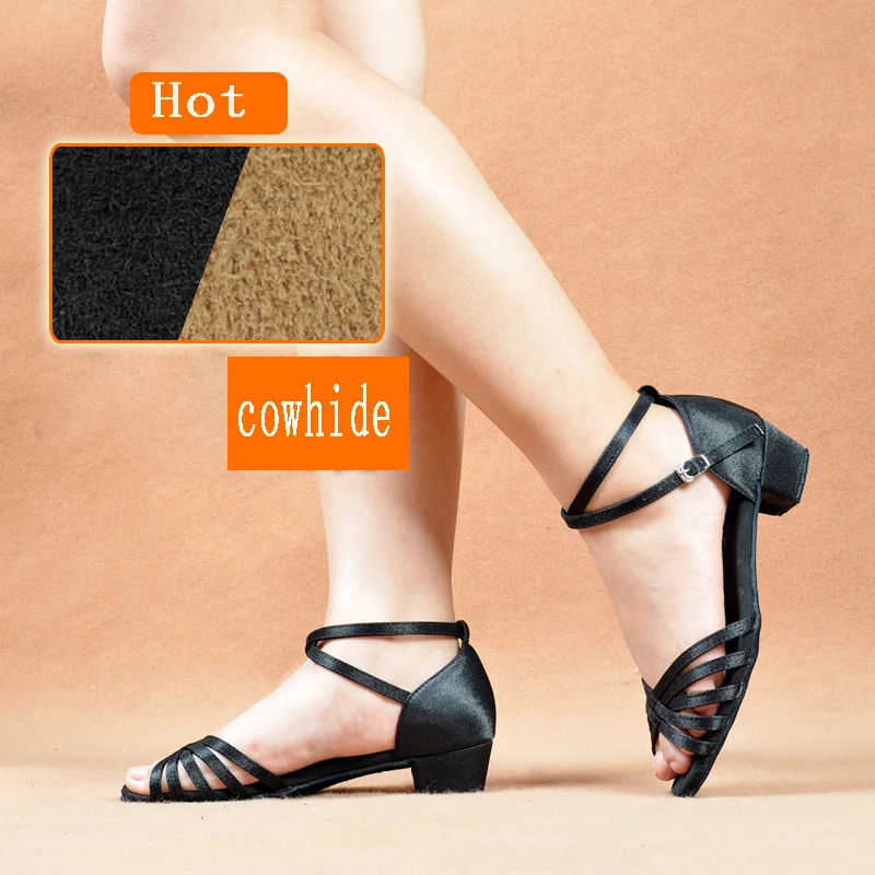 Dance Shoes Christmas Gift Ballroom Latin Kids Satin Suede Oxfords Low Wear Resistance Low Price Wholesale Hot Practice HEEL 3.5