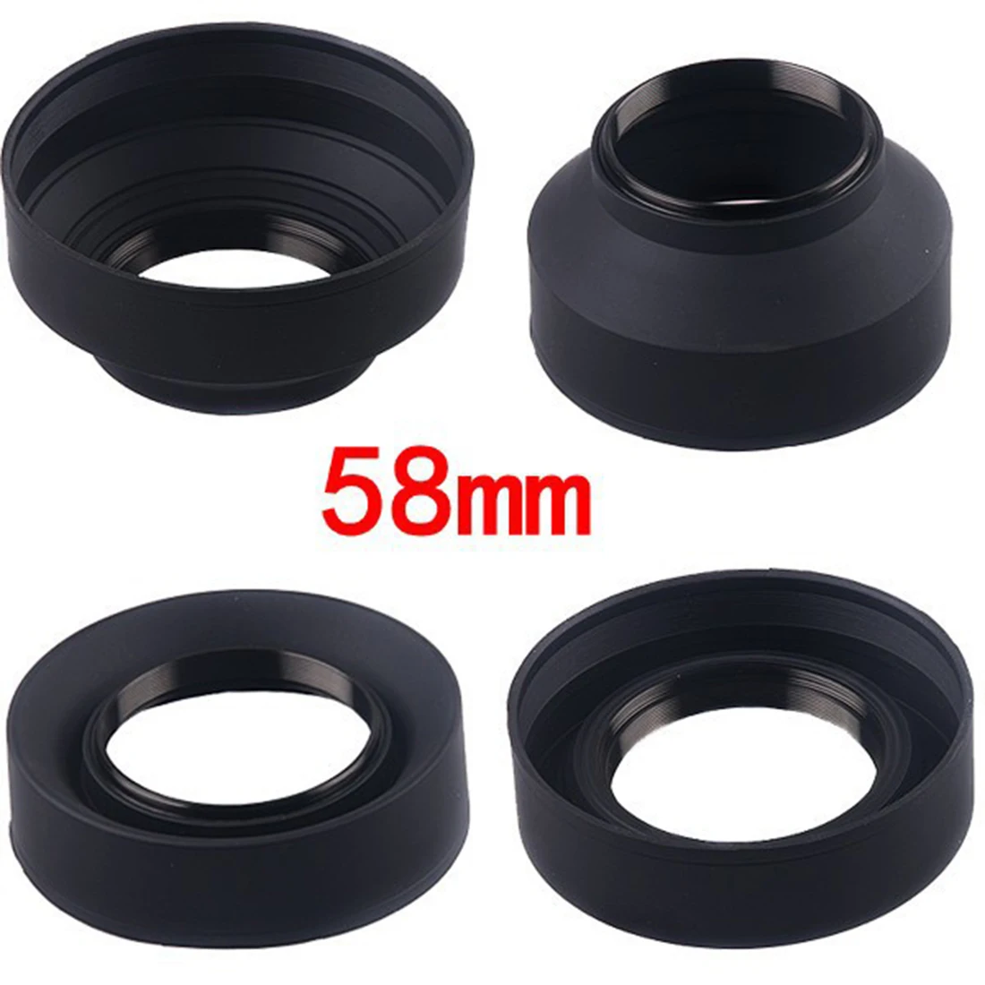 

Centechia 52/58mm 3-Stage 3 in1 Collapsible Rubber Foldable Lens Hood 52/58 mm DSIR Lens for Nikon Canon camera