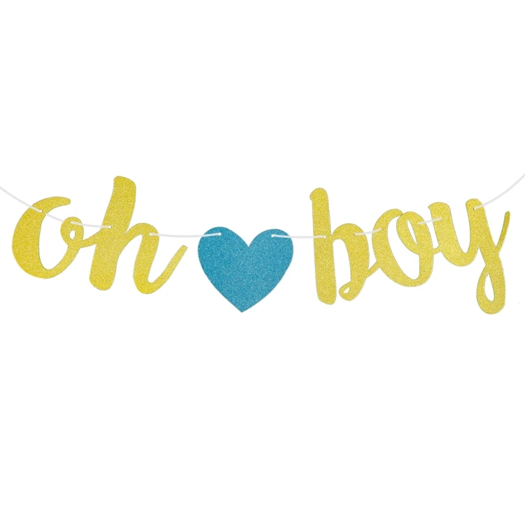 Oh boy LAPHIL Oh Baby Shower торт Топпер украшение для торта «С Днем Рождения» его мальчик Девочка Синий Розовый Babyshower пол раскрыть вечерние сувениры - Цвет: Oh boy