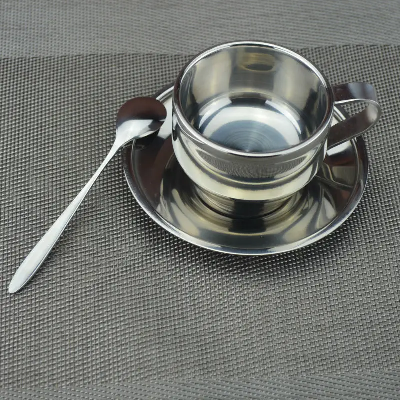 Кружка кофейная из нержавеющей стали с двойными стенками 120 мл|Кружки| |