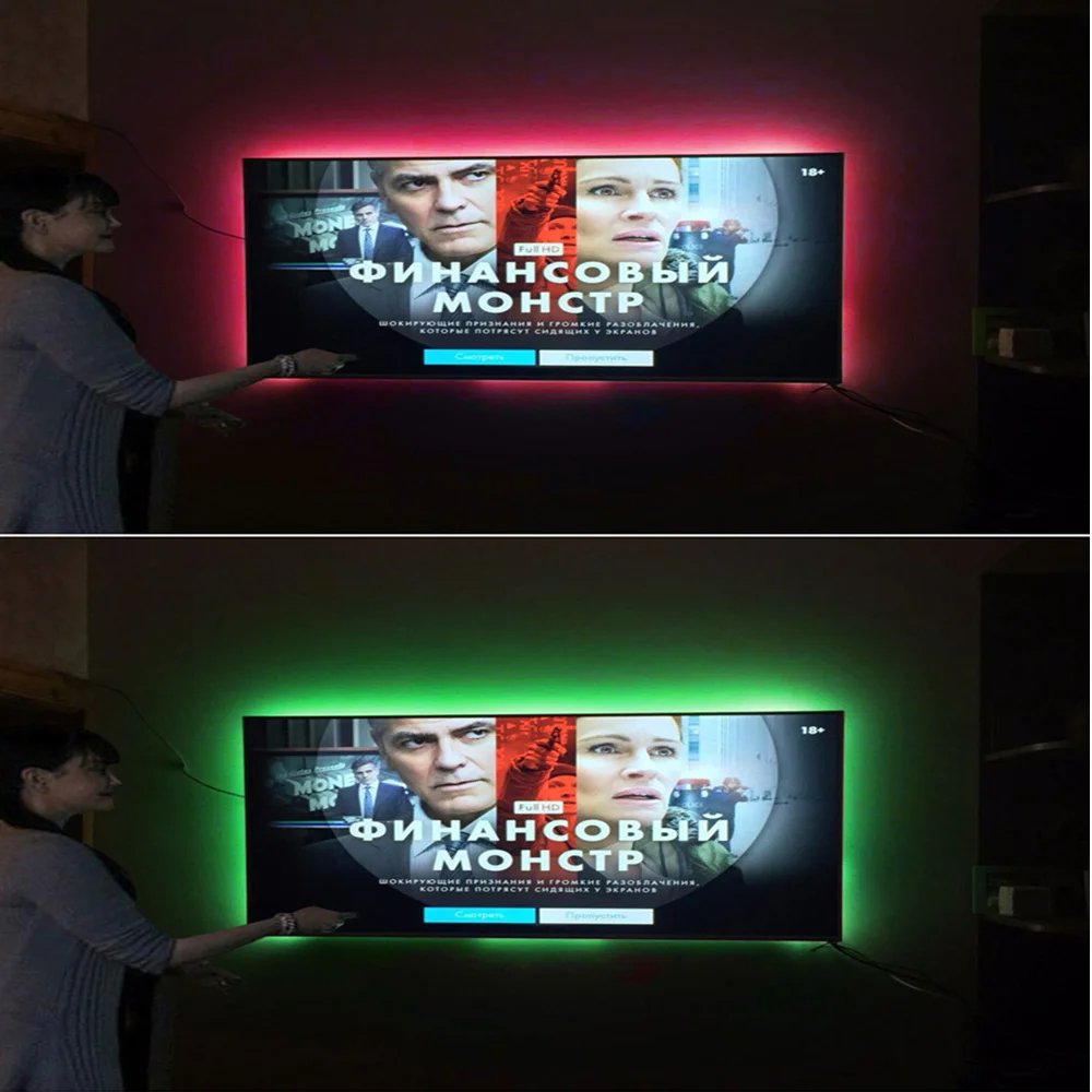 Светодиодная лента RGB 5 в с USB разъемом 5050 SMD теплая белая Гибкая Водонепроницаемая