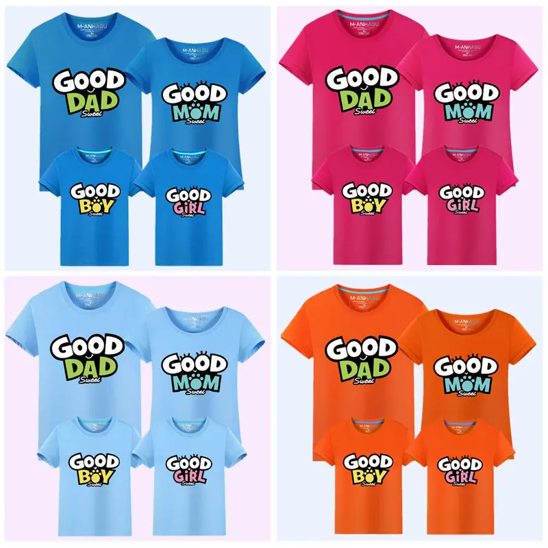 Одинаковая одежда для мамы и дочки семьи летняя футболка с коротким рукавом