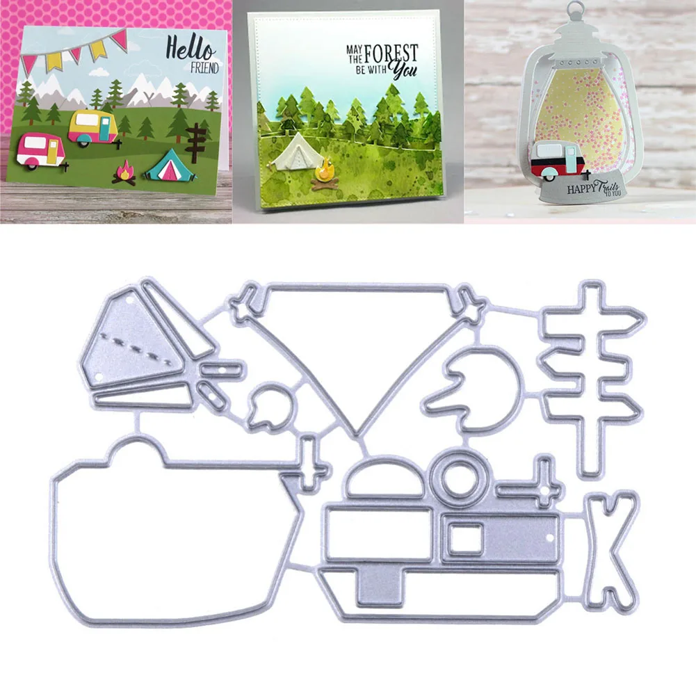 Металлические режущие штампы Camper трафарет Кемпинг каминные приборы для DIY Скрапбукинг фото альбом бумажный декор для создания открыток ремесло для Прямая