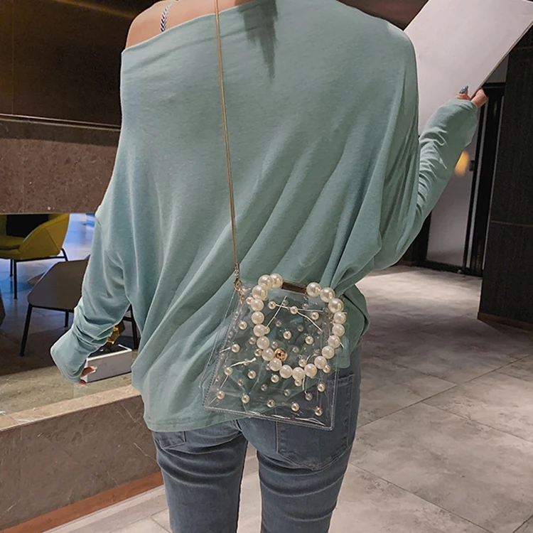 Модные женские сумки через плечо с жемчужинами милая водонепроницаемая сумка