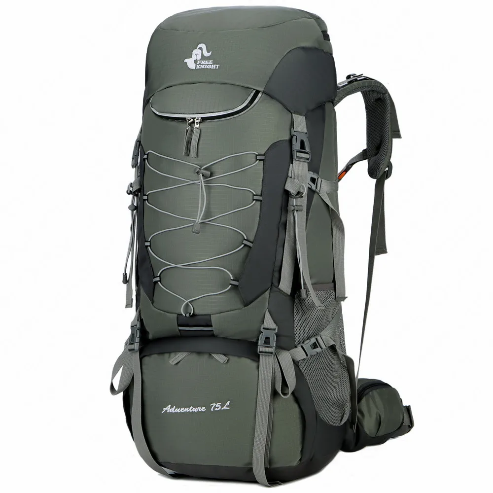 Green 75L Открытый походный рюкзак, рюкзак из алюминиевого сплава с внешней рамой, спортивный рюкзак из нейлона, водонепроницаемый рюкзак для путешествий - Цвет: Green