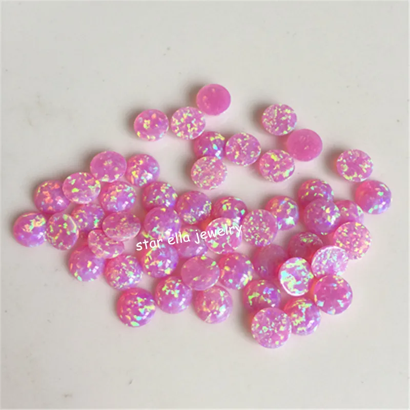 100 шт./лот 6 мм OP10 розовый синтетический опал круглый плоский задний свободный