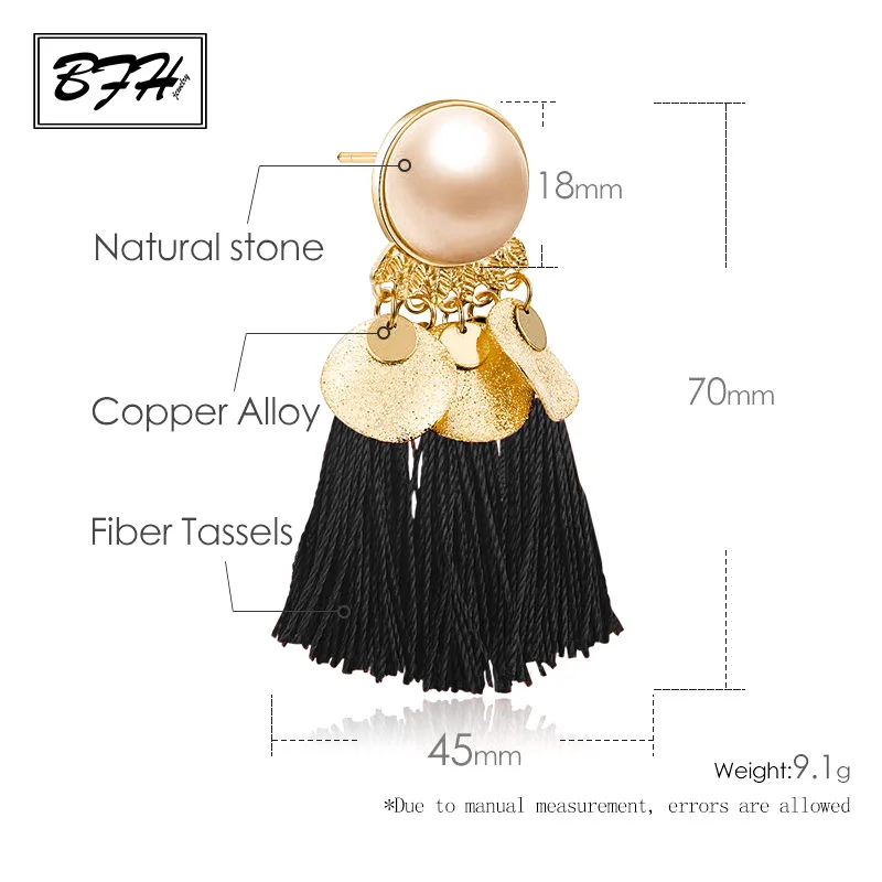 BFH Fashion Ethnic Woman Dangle Drop Earrings Round Resin Tassel for Women Bohemia Summer Jewelry Pendientes oorbellen | Украшения и
