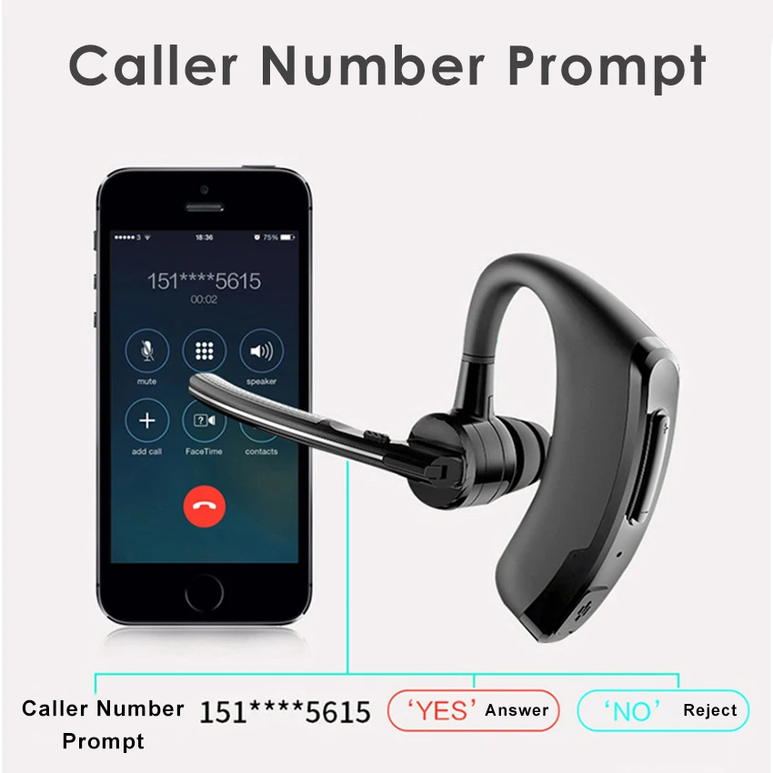New P8 Business Bluetooth Headset V9 Transmission With Voice Control CSR4.1 Wireless Sports Mini Stereo | Электроника